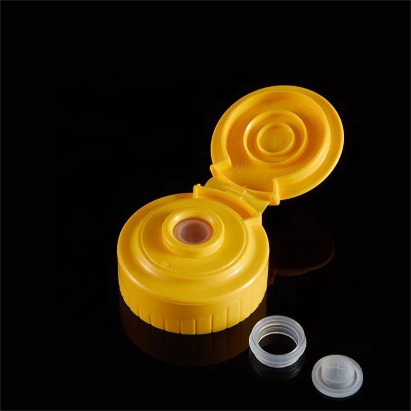 Wholesale 38/400 Plastic Flip Top Cap Lid With Silicone Valve For Sauce Tomato Bbq Ketchup Mustard Squeeze Bottle