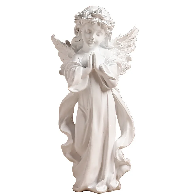 
Nordic lovely angel white resin sculpture jewelry living room bedroom porch TV cabinet decoration crafts ornaments 