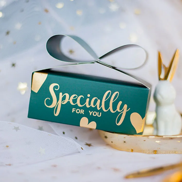 foldable beautiful art paper 3d pop up red color cute bowknot empty tea cookie chocolate gift box with custom logo stamping