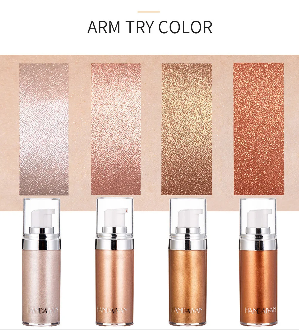Handaiyan Rose Gold Liquid Setting Spray Waterproof Body Luminizer Bronzer Highlighter Foundation Makeup Shimmer Brighten Glow