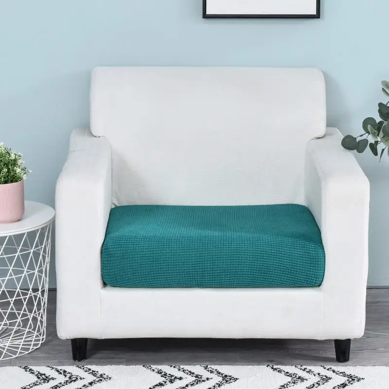 Sofa seat Cushion Cover Slipcover Elastic Couch Armchair Loveseat 4 or 3 Seater Grey Plain Solid Soft Durable Washable