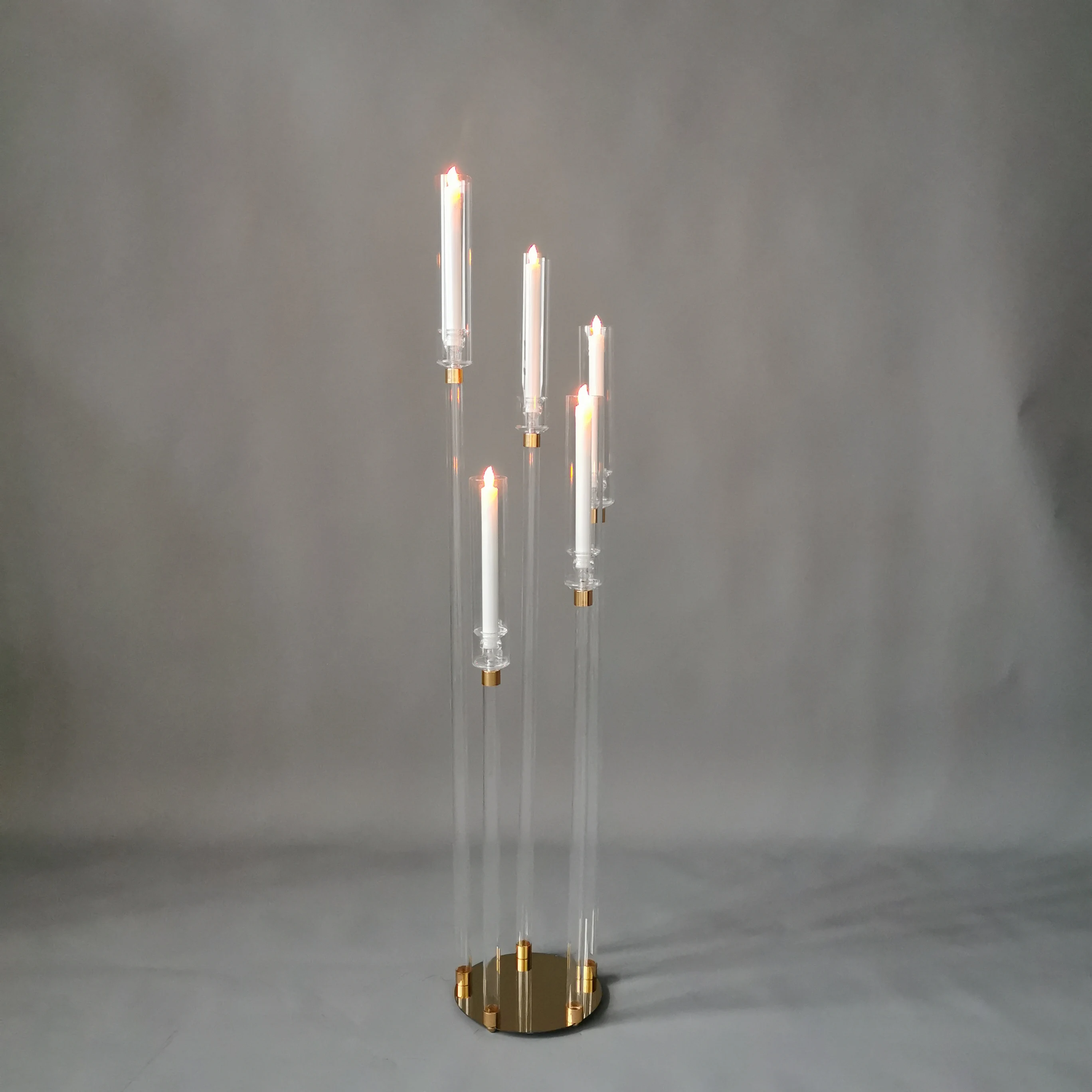5 head acrylic  candle holder decorative table centerpiece modern candle stick for decoration
