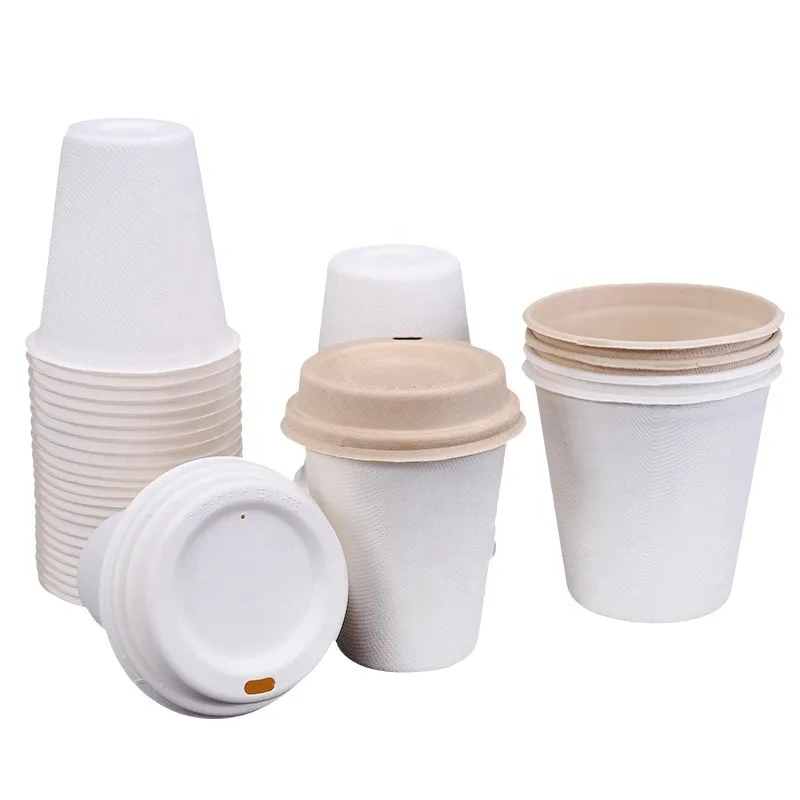 
Eco-Friendly Biodegradable disposable sugarcane bagasse pulp paper coffee water bagasse cup disposable paper cups 