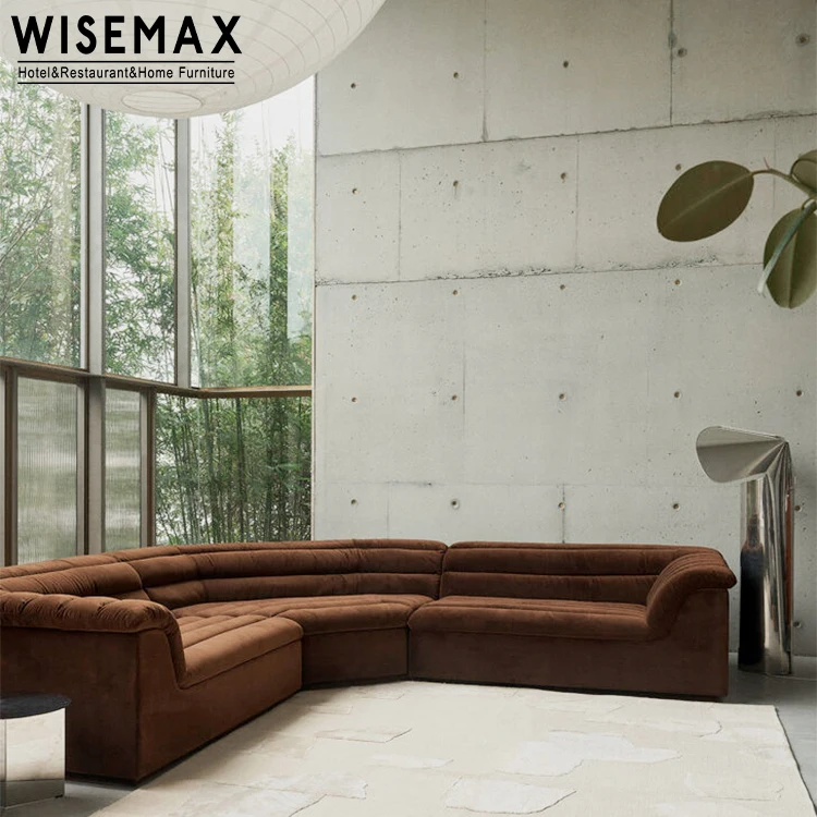 Мебель WISEMAX Итальянский ретро роскошный красный бархатный тканевый комплект мебели для гостиной диваны l-образной формы секционные тканевые