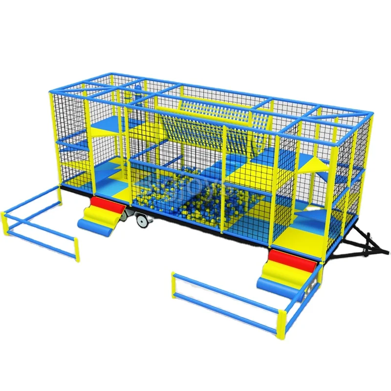 Interesting Fairground commercial center kids area modular playground indoor equipment with  trailer