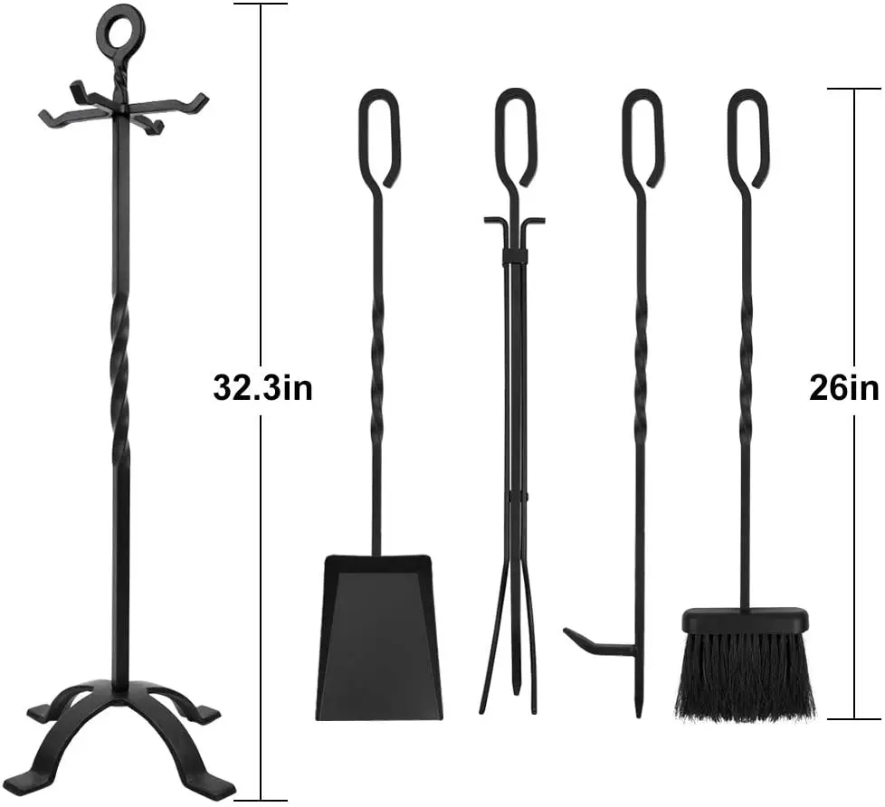 Wrought Iron Fire Set Fire Place Pit Poker Wood Stove Log Tongs Tools Kit Sets  Fireplace Tools Tool Set Fireplace Accessories