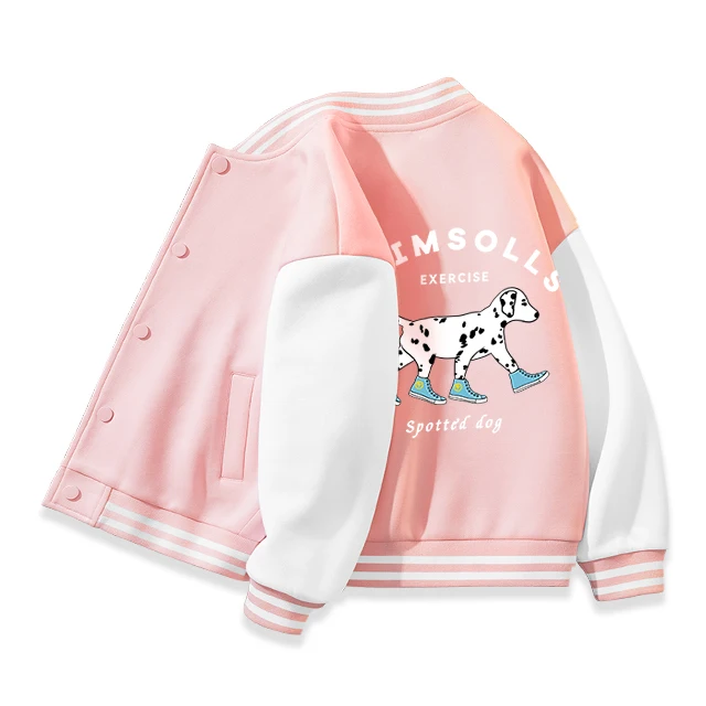 Custom logo Cartoon spotted dog logo printing Outfit Children clothing spring Kids baseball Jacket
