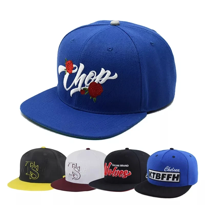 High Quality Custom Logo Mens New Embroidery 6 Panel Flat Bill Brim Blank Two Tone Snapback Caps Hats