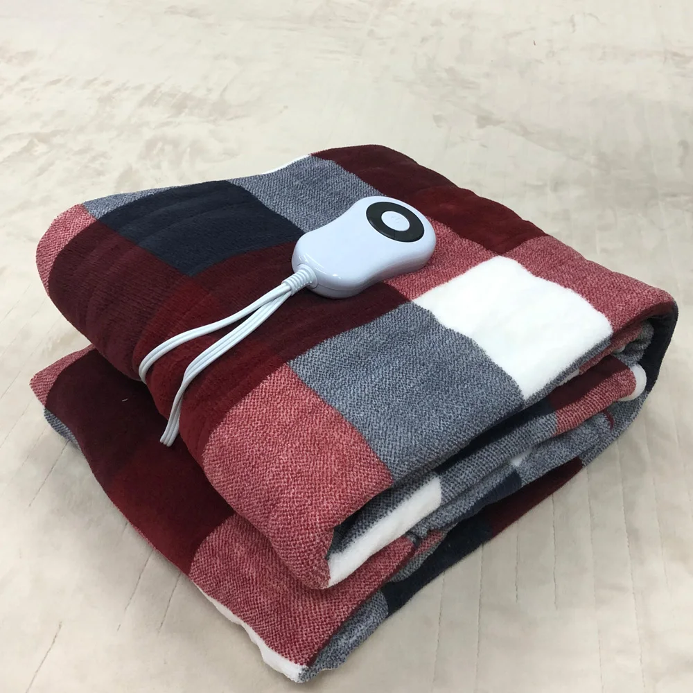 110V-120V Washable Soft Sherpa Plaid Electric Heated Over Blanket with ETL  Certification
