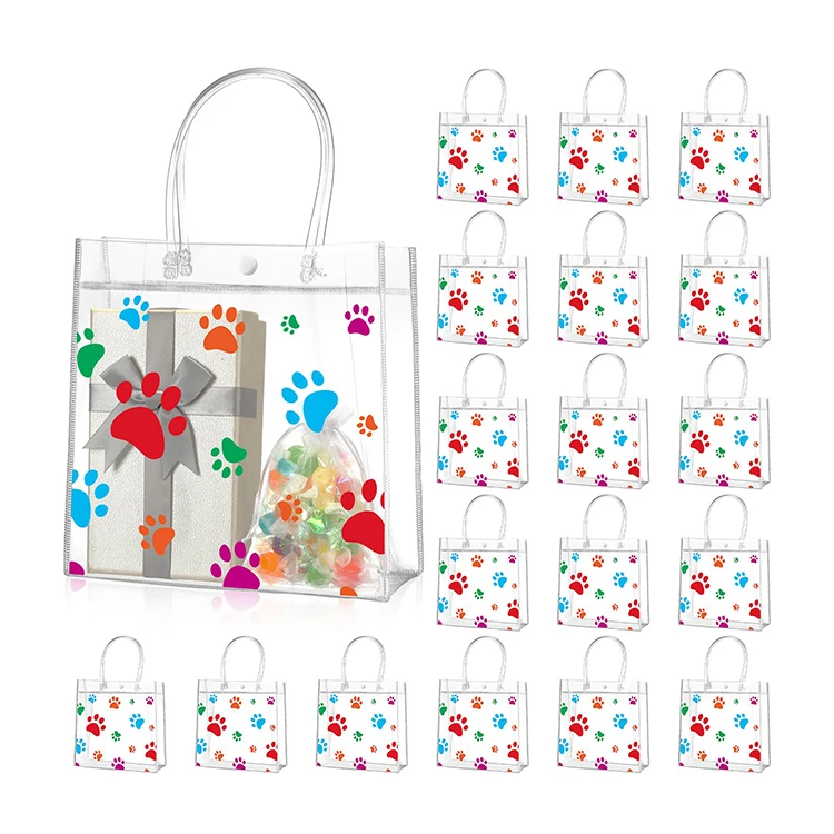 Custom Soft Pvc Transparent Gift Tote Bag Plastic Shopping Packaging Bag Clear Pvc Gift Bags With Handles Clear