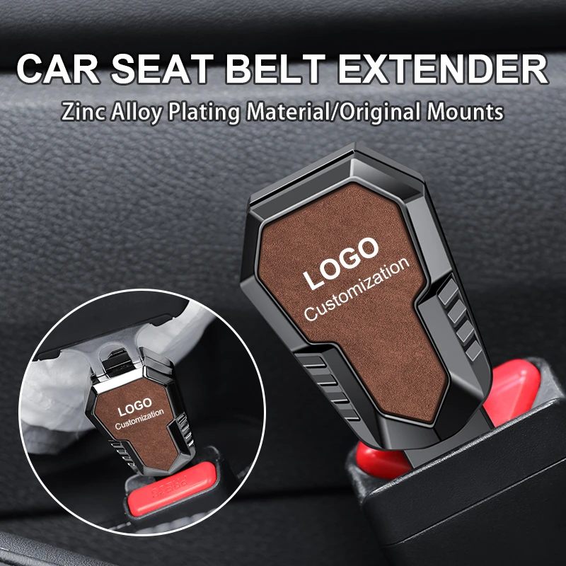Custom Logo Seat Belt Extension Car Universal Standard Size Metal Holder Safety Seat Belt Buckle