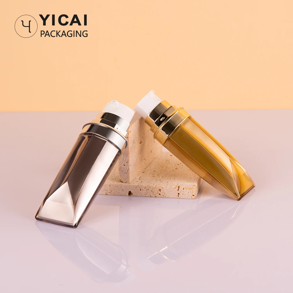 New design Oval shape 38ml 40ml 45ml silver Acrylic double wall cosmetic sunscreen lotion cream bottle with tube