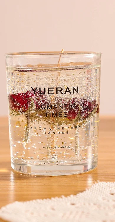 Christmas Home Decoration Clear Transparent Soy Gel Wax Candles Glass Cup Aromatherapy Scented Candles