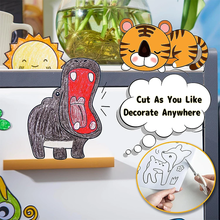 Toddlers Children Boys Girls Graffiti Scroll DIY Painting Sticky Coloring Paper Drawing Rolls with Colored Pencil