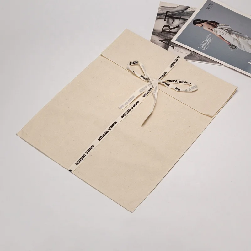 Wholesale Cotton Dust Shoe Baby Cloth Packing Envelope Dust Bag With Tie Envelope Muslin Cotton Gift Packaging Pouch