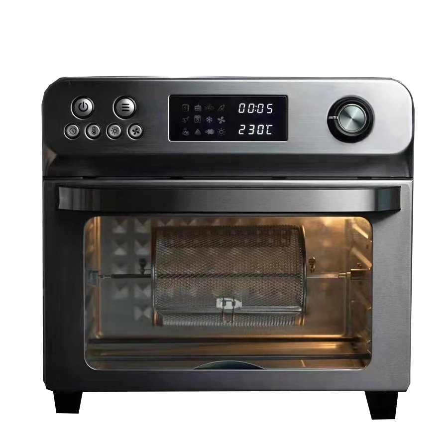 8 in 1 Spin button touch screen electric 24L no oil nonstick multi function visible hot air drying circulation air fryers oven