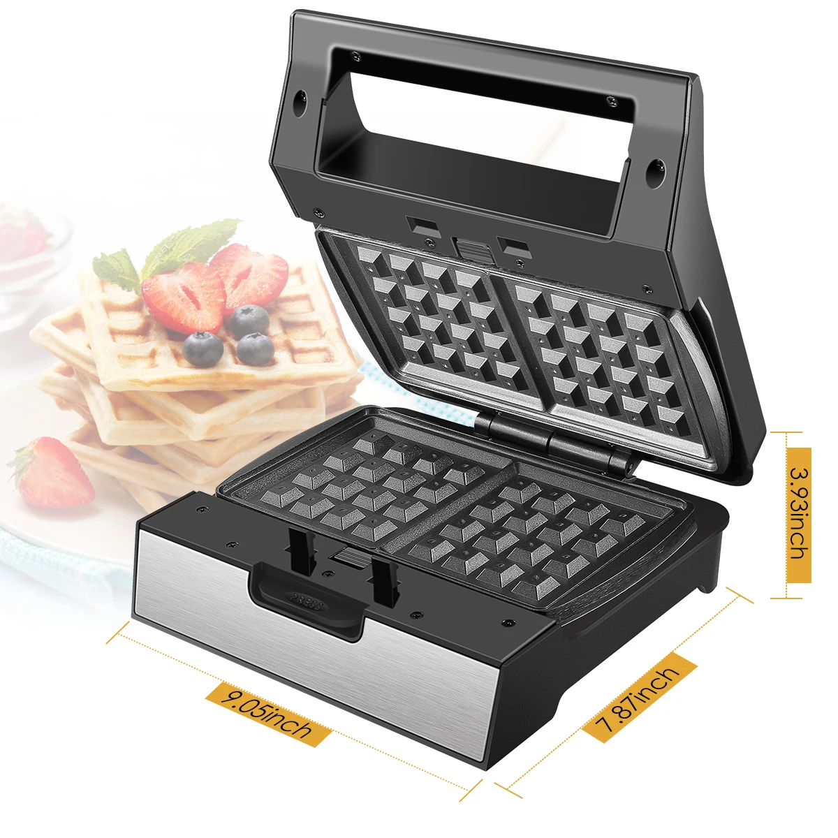 3 in 1 Waffle Maker Multifunctional Electric Waffle Sandwich Cooker with Non Stick Removable plates