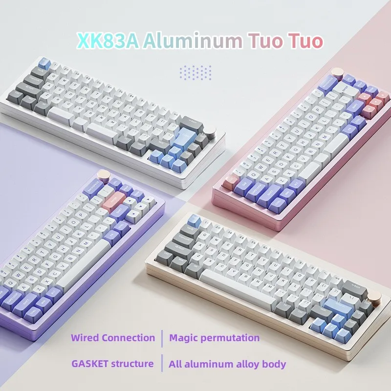 New Arrival 66 Key Backlit Aluminum Mechanical Keyboard USB Wired 65 Percent  Hot Swap RGB Wired Gaming Mechanical Keyboard