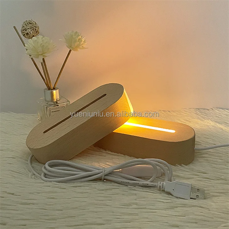 Круглая деревянная лампа с USB-подсветкой