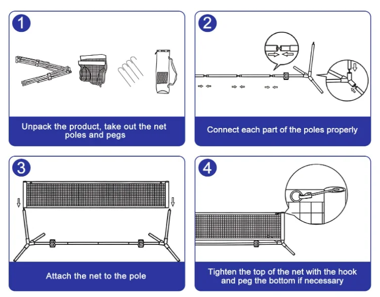 Badminton Net Foldable Nylon Net 10 ft/14ft Adjustable Stand and Portable Carry Bag