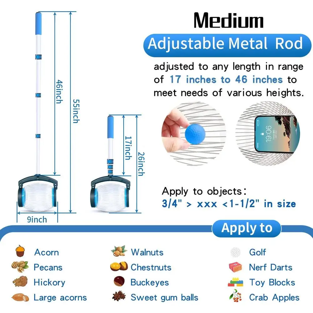 Newest Garden Hand Tool Side Open Dump Nut Gatherer Harvester Garden Hand Tools Manual Walnut Picker Nut Picker Golf Ball Picker