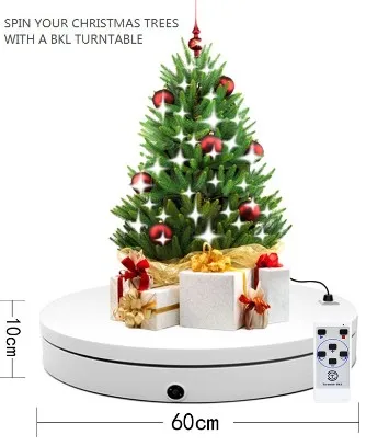 60cm White Metal 200kg capability rotating turntable Display Stand rotary plate Spinner with Outlet for powered product display