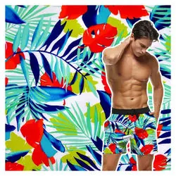 2023 new high quality digital printing custom pattern 75d 4 way stretch polyester spandex fabric for dress and beach shorts