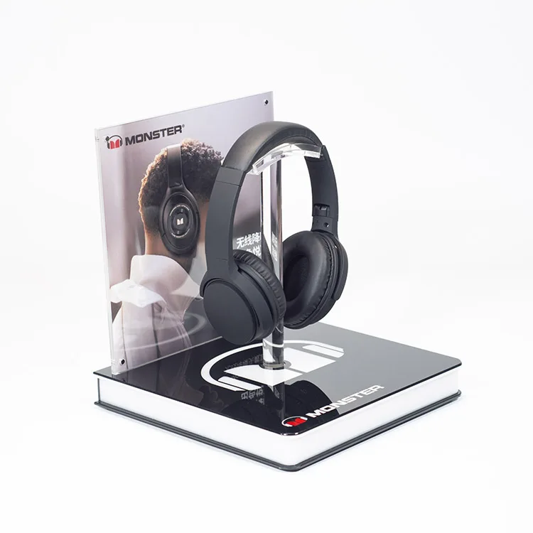 OEM Headphone Acrylic Tabletop Display Rack Stand for Retail Store Hot Sale Earphone Display Rack Holder for Promotion