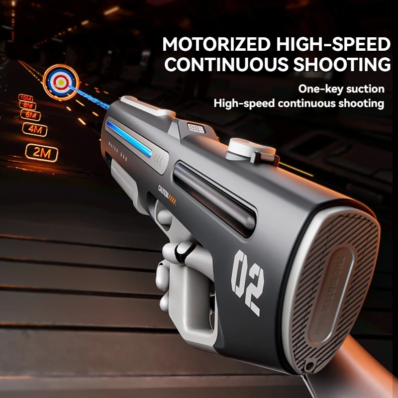 Outdoor Water Playing Toy 700ml Electric Water Gun with LED Lights Continuous Firing and Water Absorption for Ultimate Fun