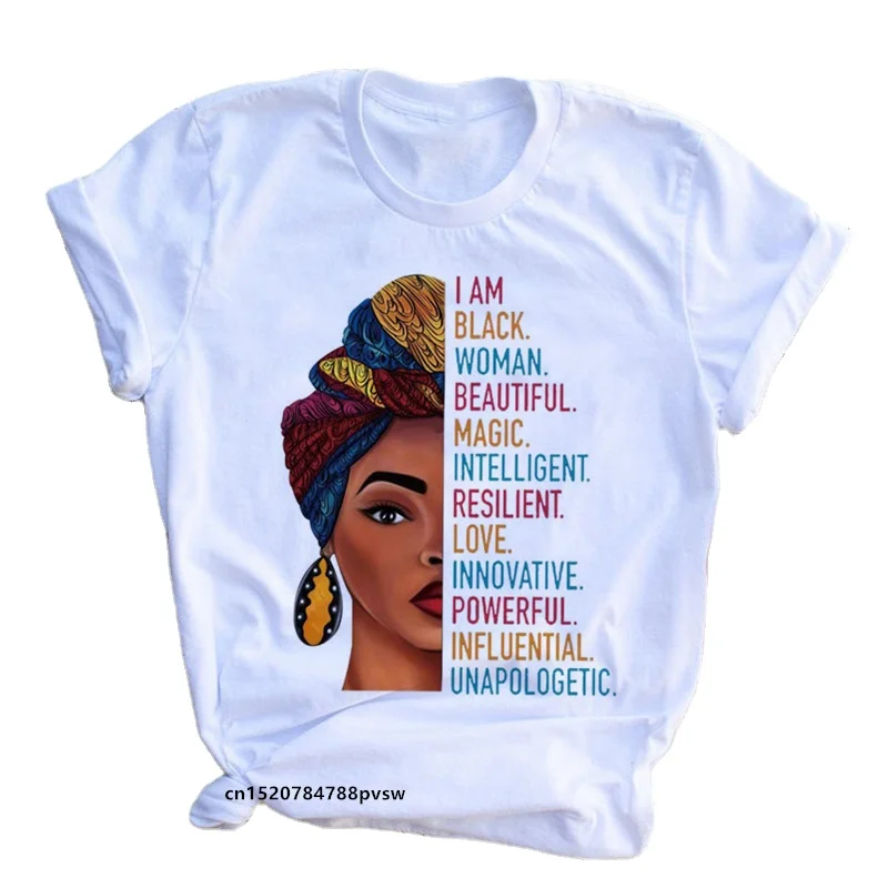 UP-Women Beautiful African White Funny Print T shirt Girl Black Queen Lip Harajuku 90s Clothes,Drop Ship