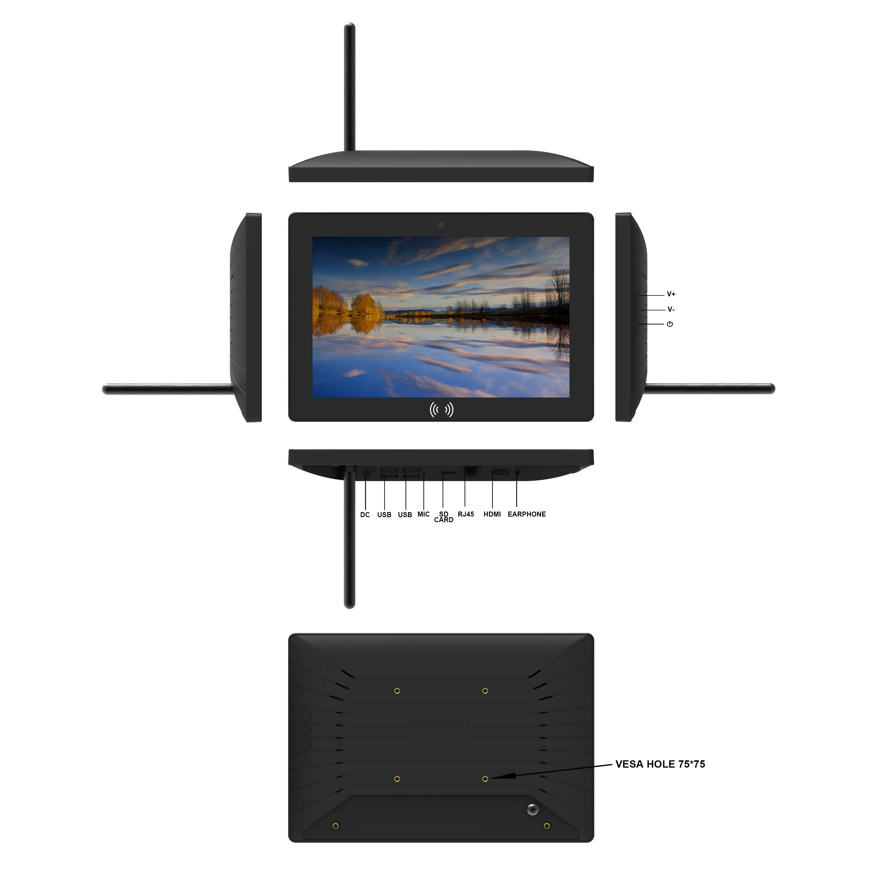 10.1 inch wall mount android tablet smart home RK3566 2+16GB  with POE NFC RJ45 for advertising
