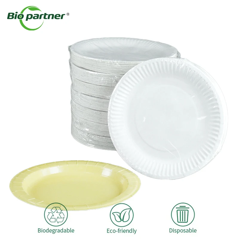 Custom Printed Paper Plates Tray Disposable White Supermarket Retail Restaurant Wedding Tableware Plate