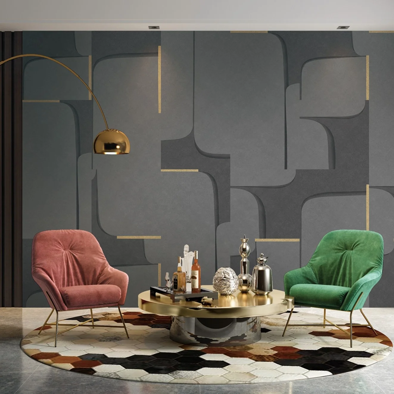 YKEAX 162 Latest Pattern 3D Design Wall Painting Modern Effect Wall Mural for Interior Design Decoration