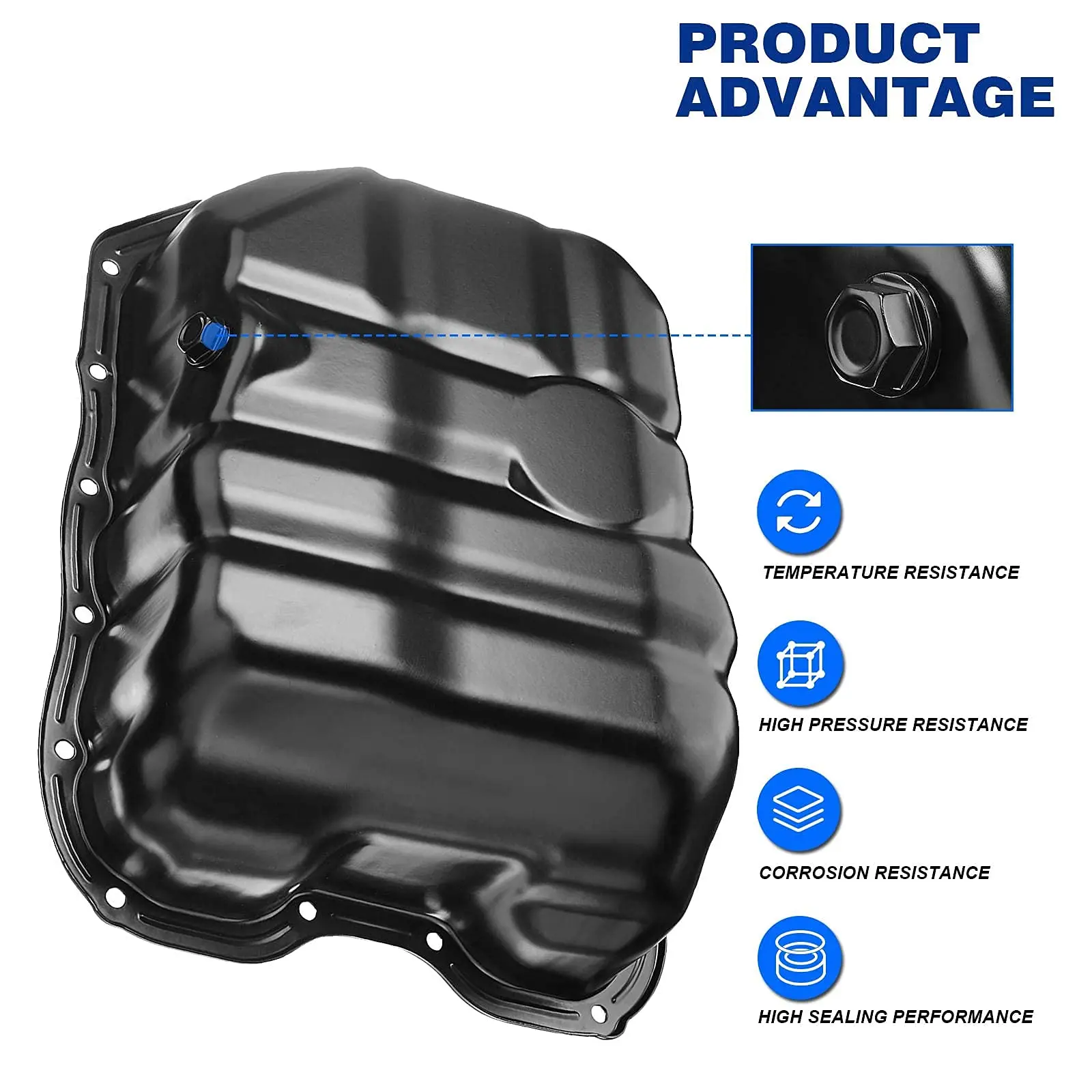 Engine Oil Pan and Drain Plug Replacement for Chrysler 200 Sebring Dodge Journey Hyundai Sonata Santa Fe Tucson Jeep Compass Kia