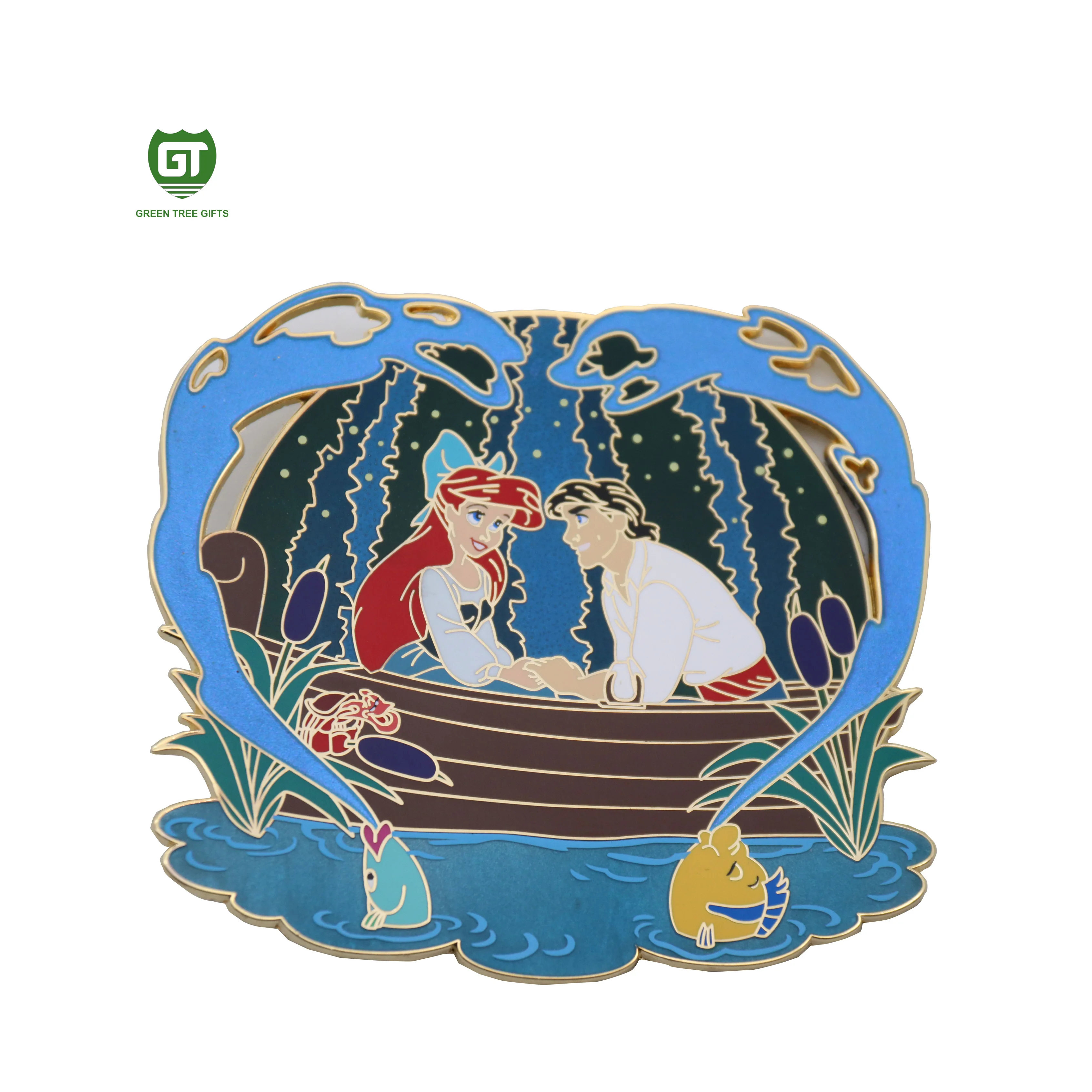 Hard enamel sandblast translucent screen printing Custom hard Enamel lapel pin spin custom