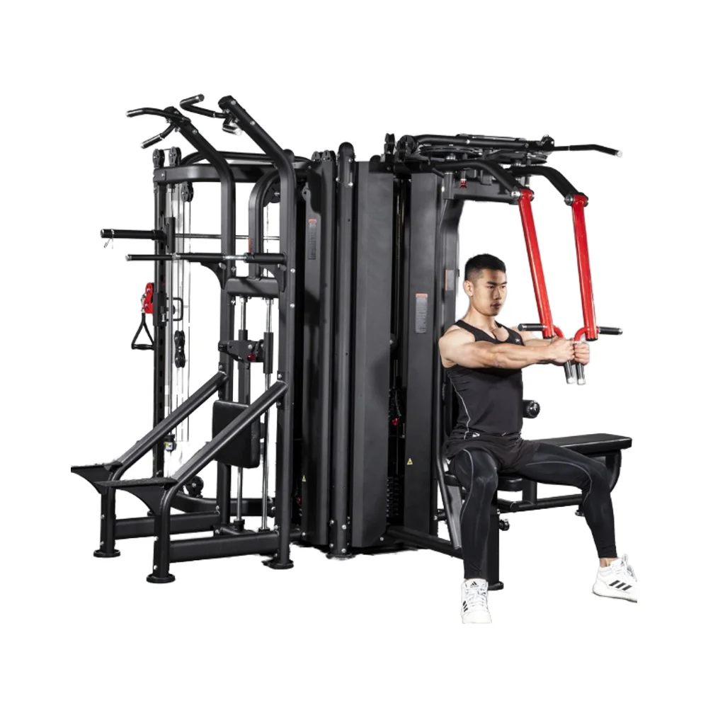 Multi-Functional Home Gym Equipment Pull-Up Bar Pulley Cable Smith Machine Squat Rack-All-in-One Mutli function Station