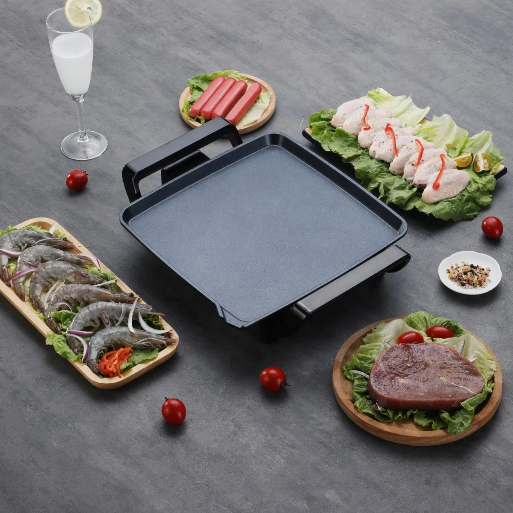 1800w Multi Barbecue Pan Electric Griddle Grill Smokeless Home Use Small Square Electric Grill