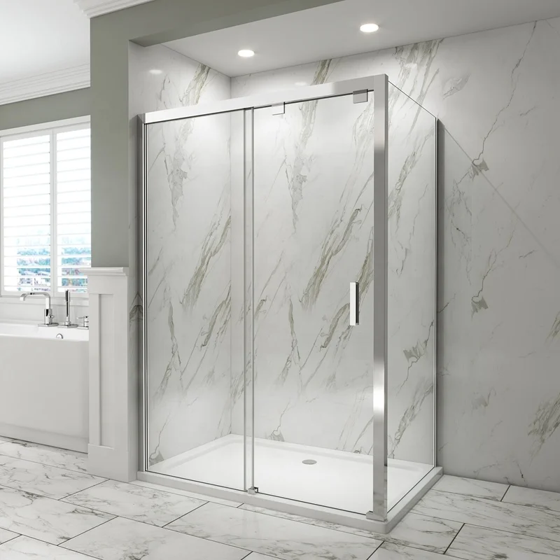Customized Stainless steel full frame shower door fixed panel single sliding door