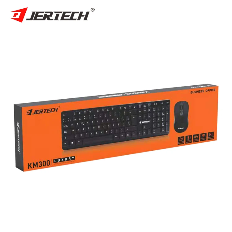 JERTECH KM300 Black White Keyboard 2.4G Customized Mini Computer Office Gaming Wireless Keyboard and Mouse