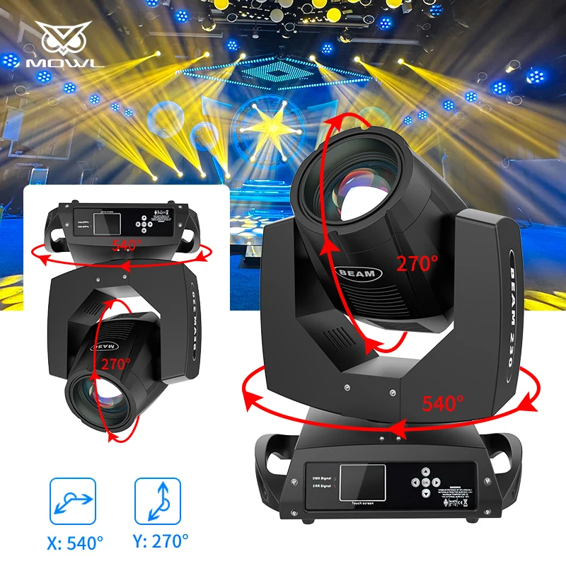 MOWL Guangzhou Beam 230 7r 230W r7 Sharpy DMX Beam Moving Head Light with 2in1 Avec Flight Case
