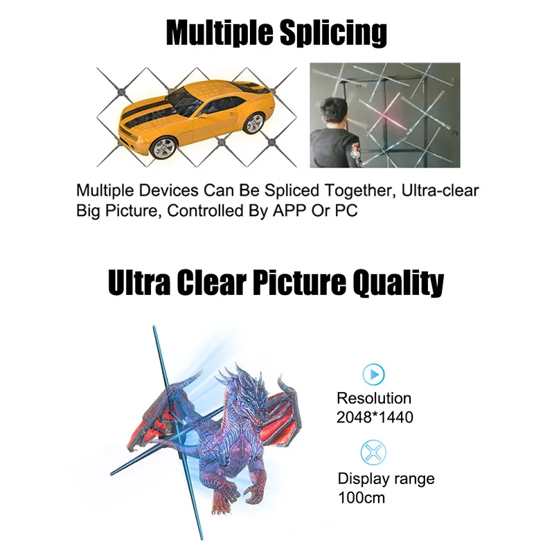 1600*960dpi 72cm Indoor Advertising Hologram 3d Holographic Naked Eyes 3d Led Fan With Wifi App Control