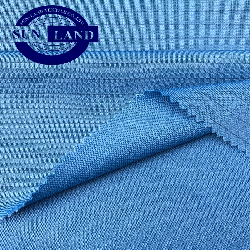 labor uniform workwear cloth 100% polyester antistatic double pique mesh fabric