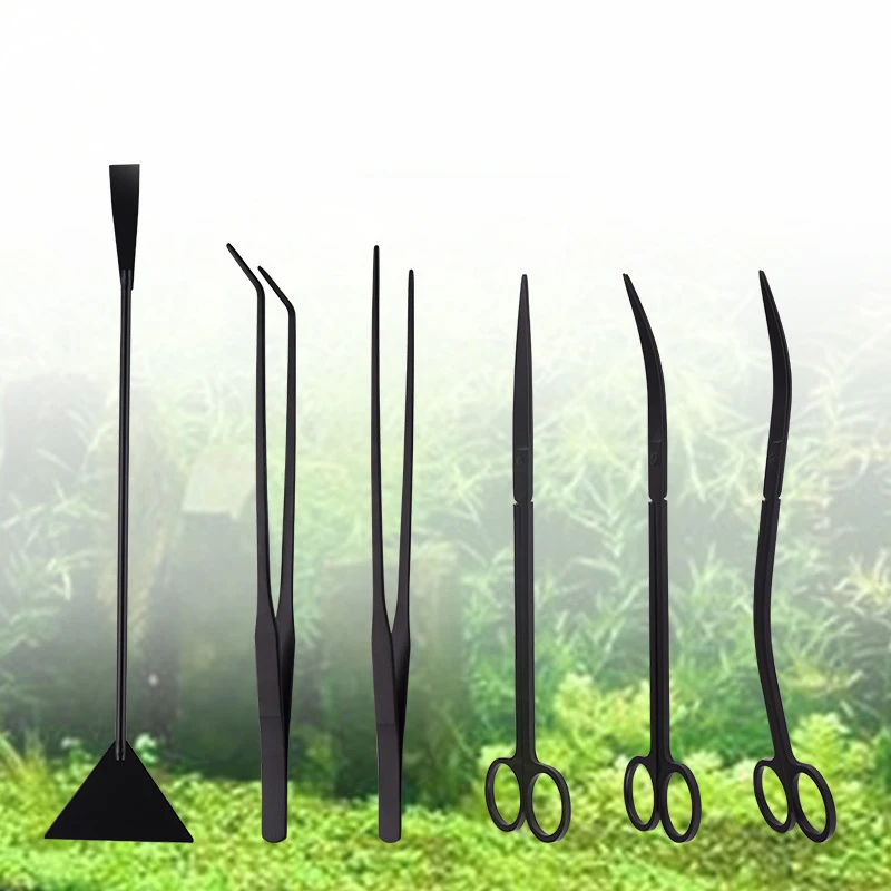 Wholesale High Quality Aquatic Tool Set 4 In 1 Stainless Steel Algae Scraper Aquarium Plant Scissors for Fish Tank