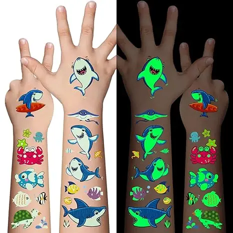 Party Supplies Glow in The Dark Luminous Sticker Water Transfer Custom Temporary Tattoos Free 1pc/opp Bag Customized Size EN71