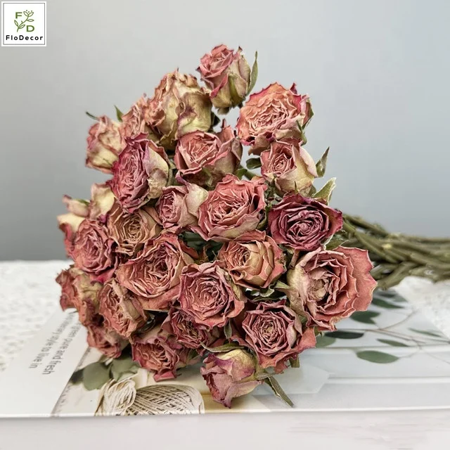 High Quality Dried Flower Bouquet 55cm Natural Rose Bouquet Home Office Supermarket Decoration