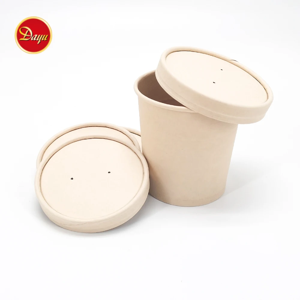 Custom printed disposable paper cup soup bowl packaging with sealing film for instant noodles
