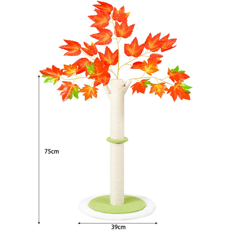 Cocoa Palm Cat Tree Cat Scratching Post White Sisal Rope With Leaves