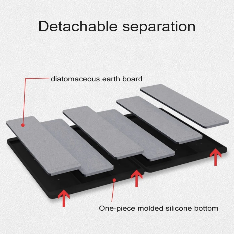 Luxury Anti-slip Diatomite Stone Bath Mat Water Absorbent Fast Dry Stone Drying Mat Silicone Foldable Stone Bath Mat