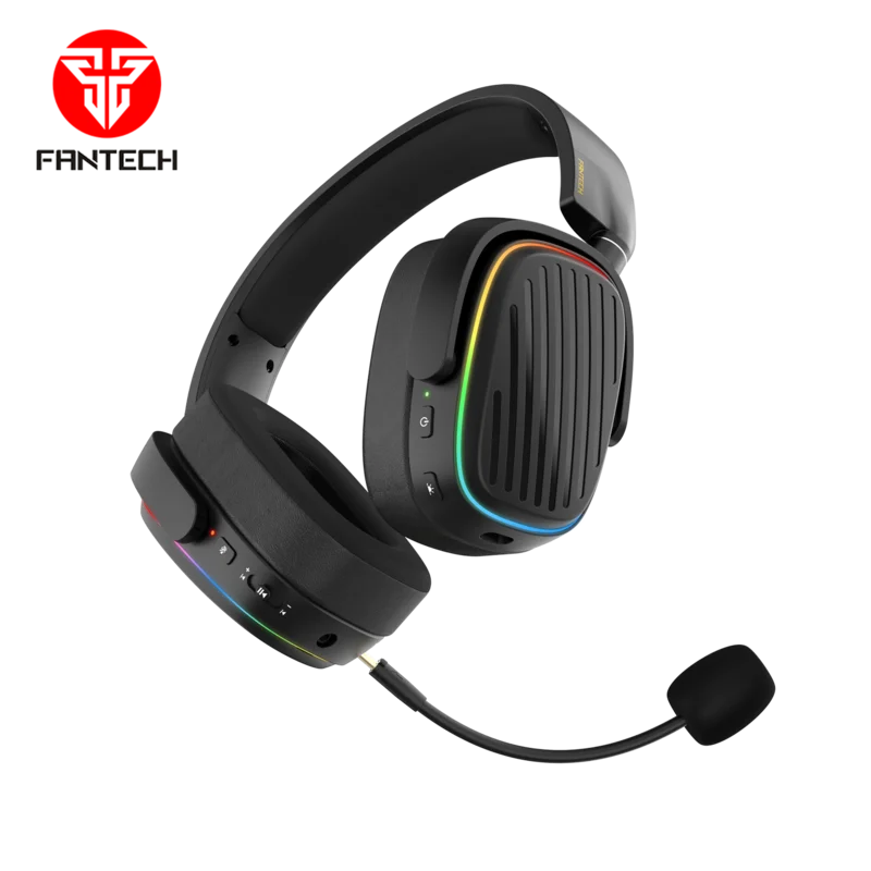 FANTECH WHG02 Gray USB Interface RGB Light with Mic Light Control Button Professional Gaming Headphones