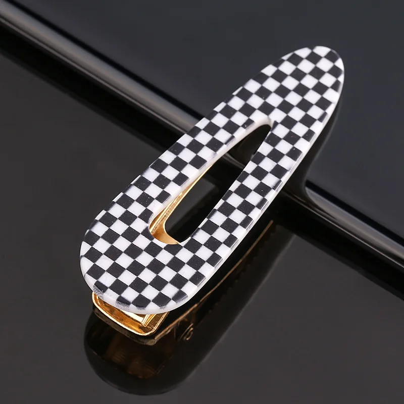 VRIUA New Women Girls Acrylic Hollow Geometric Rectangle Hair Clips Tin Foil Sequins Hairpins Barrettes Hair Accessories